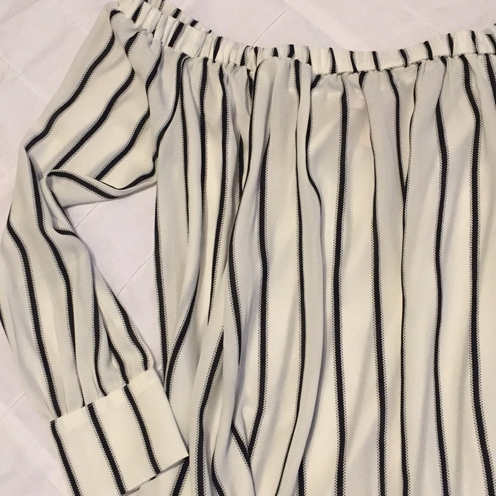 Black and white off he shoulder blouse